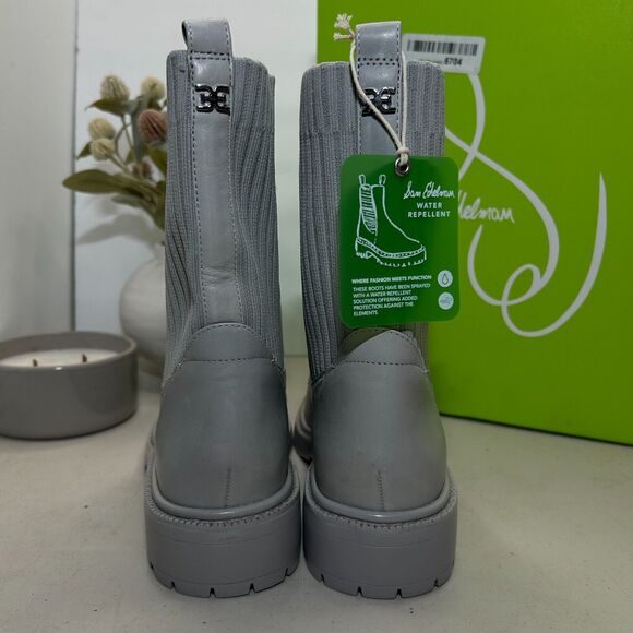 Sam Edelman Lydell Lace Up Combat Boot Pebble Grey Block Heel Women's US 8.5M - Picture 4 of 8